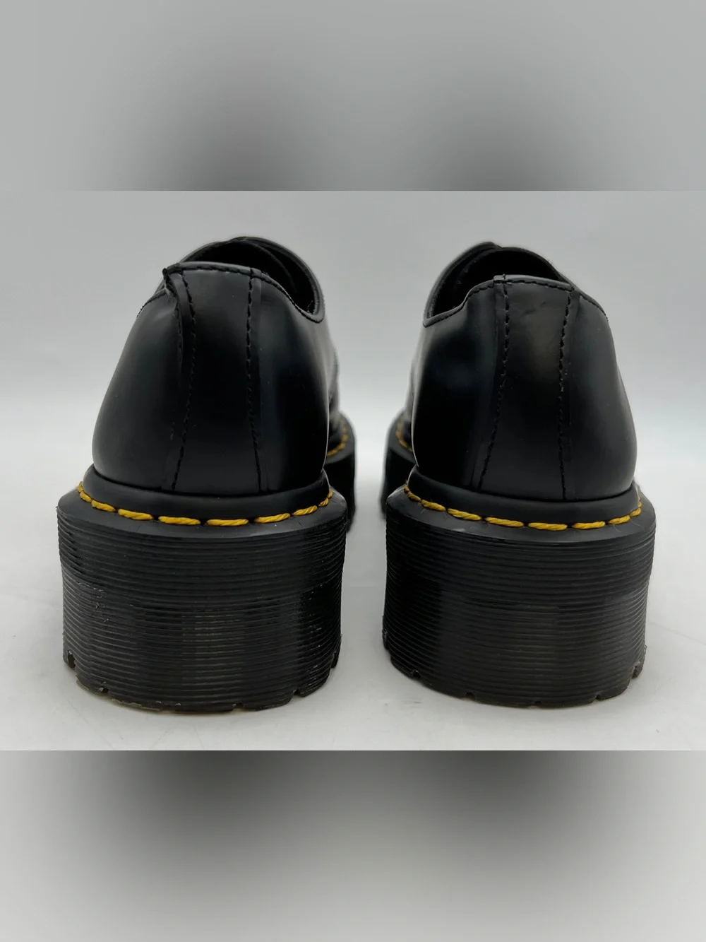 Dr. Martens 1461 Quad Platform Oxford Shoes Black Smooth Leather Women's US 6